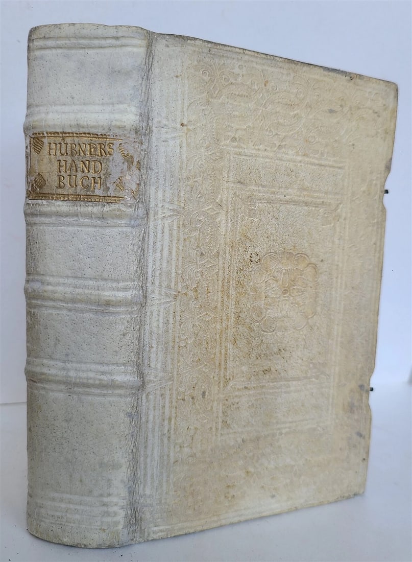 1743 JOHANN HUBNER'S HANDWRITTEN PIGSKIN POETISCHES HANDBOOK OF GERMAN POETRY (1 of 9)