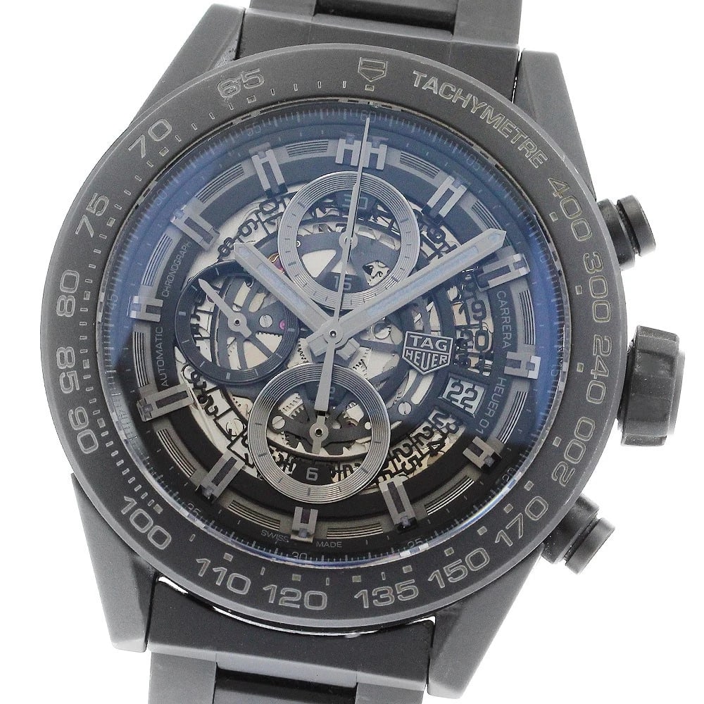 TAG HEUER CARRERA CALIBER AUTOMATIC WATCH: TAG HEUER Carrera Caliber Automatic Watch Brand: TAG HEUER Type: Wristwatch Material: Band Material ceramic, Case Material ceramic Color: Band Color black, Dial Color skeleton, Case Color black Size: