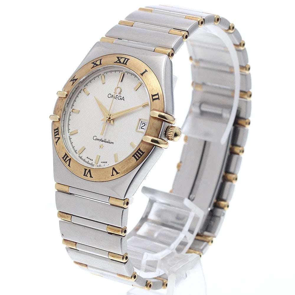 OMEGA CONSTELLATION DATE SILVER QUARTZ WATCH: OMEGA Constellation date Silver Quartz Watch Brand: OMEGA Type: Wristwatch Material: Band Material Stainless Steel/YG, Case Material Stainless Steel/YG Color: Band Color Silver / Gold, Dial Color Silv
