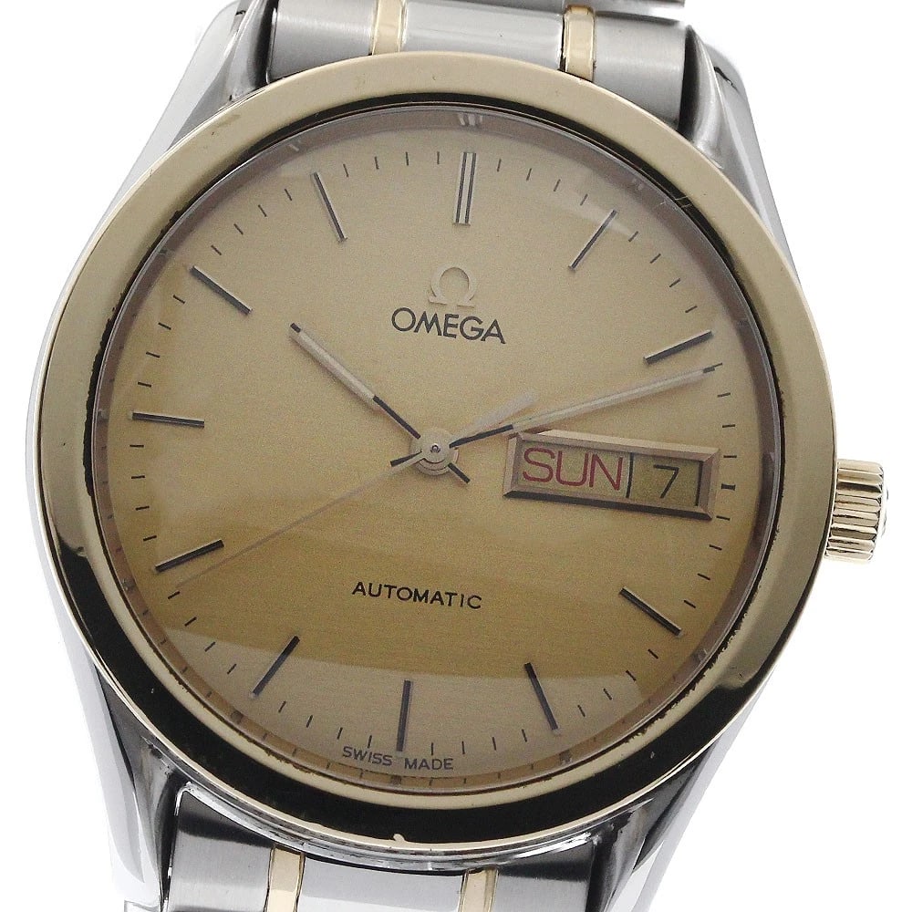 OMEGA CLASSIC DATE YG GOLD AUTOMATIC WATCH: OMEGA Classic Date YG gold Automatic Watch Brand: OMEGA Type: Wristwatch Material: Band Material Stainless Steel/YG, Case Material Stainless Steel/YG Color: Band Color Silver / Gold, Dial Color gold,