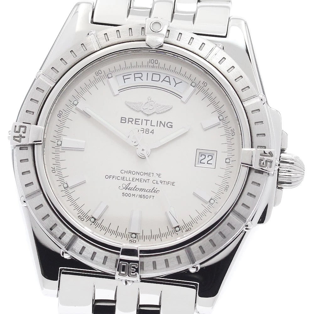 BREITLING HEAD WIND DATE AUTOMATIC WATCH: BREITLING Head wind date Automatic Watch Brand: BREITLING Type: Wristwatch Material: Band Material Stainless Steel, Case Material Stainless Steel Color: Band Color Silver, Dial Color beige, Case