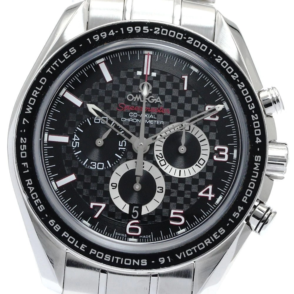 OMEGA SPEEDMASTER BLACK AUTOMATIC WATCH: OMEGA Speedmaster black Automatic Watch Brand: OMEGA Type: Wristwatch Material: Band Material Stainless Steel, Case Material Stainless Steel Color: Band Color Silver, Dial Color black, Case Color