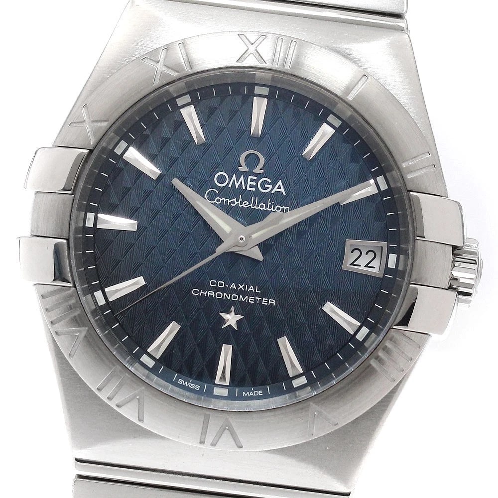 OMEGA CONSTELLATION COAXIAL AUTOMATIC WATCH: OMEGA Constellation Coaxial Automatic Watch Brand: OMEGA Type: Wristwatch Material: Band Material Stainless Steel, Case Material Stainless Steel Color: Band Color Silver, Dial Color blue, Case Color