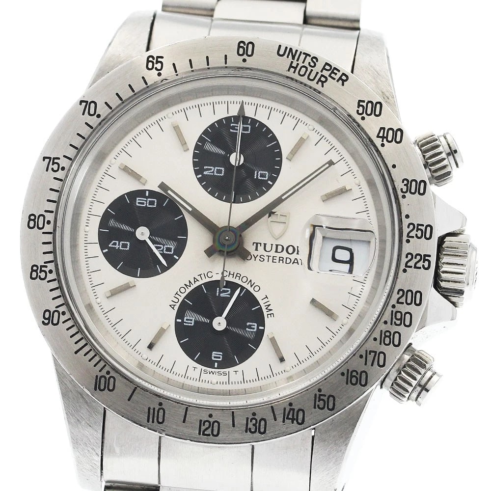 TUDOR OYSTER DATE CHRONOTIME SILVER BLACK AUTOMATIC WATCH: TUDOR Oyster Date Chronotime Silver Black Automatic Watch Brand: TUDOR Type: Wristwatch Material: Band Material Stainless Steel, Case Material Stainless Steel Color: Band Color Silver, Dial Color Silv