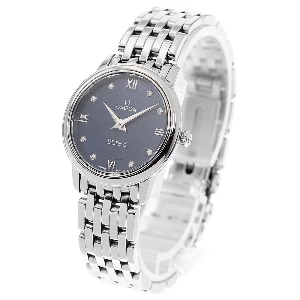 OMEGA DE VILLE PRESTIGE NAVY QUARTZ WATCH: OMEGA De Ville Prestige Navy Quartz Watch Brand: OMEGA Type: Wristwatch Material: Band Material Stainless Steel, Case Material Stainless Steel Color: Band Color Silver, Dial Color Navy, Case Color