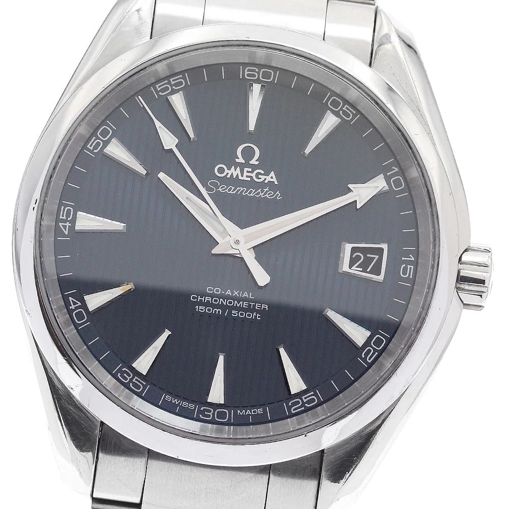 OMEGA SEAMASTER AQUA TERRA AUTOMATIC WATCH: OMEGA Seamaster Aqua Terra Automatic Watch Brand: OMEGA Type: Wristwatch Material: Band Material Stainless Steel, Case Material Stainless Steel Color: Band Color Silver, Dial Color Navy, Case Color Si