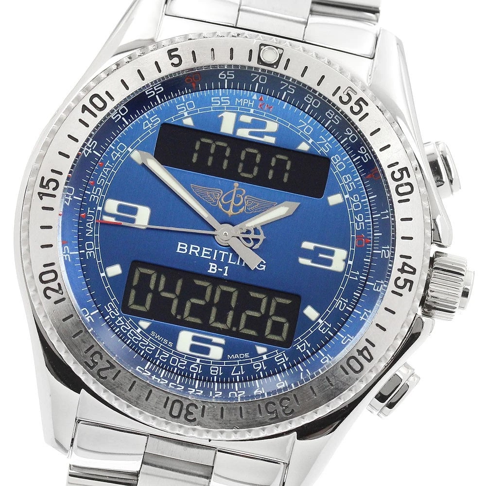 BREITLING BLUE QUARTZ WATCH: BREITLING blue Quartz Watch Brand: BREITLING Type: Wristwatch Material: Band Material Stainless Steel, Case Material Stainless Steel Color: Band Color Silver, Dial Color blue, Case Color Silver Size: 