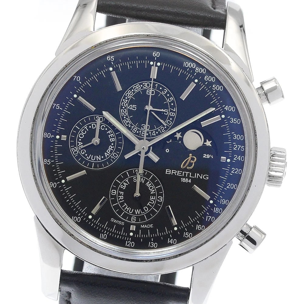 BREITLING TRANSOCEAN CHRONOGRAPH BLACK AUTOMATIC WATCH: BREITLING Transocean Chronograph black Automatic Watch Brand: BREITLING Type: Wristwatch Material: Band Material leather, Case Material Stainless Steel Color: Band Color black, Dial Color black, Case