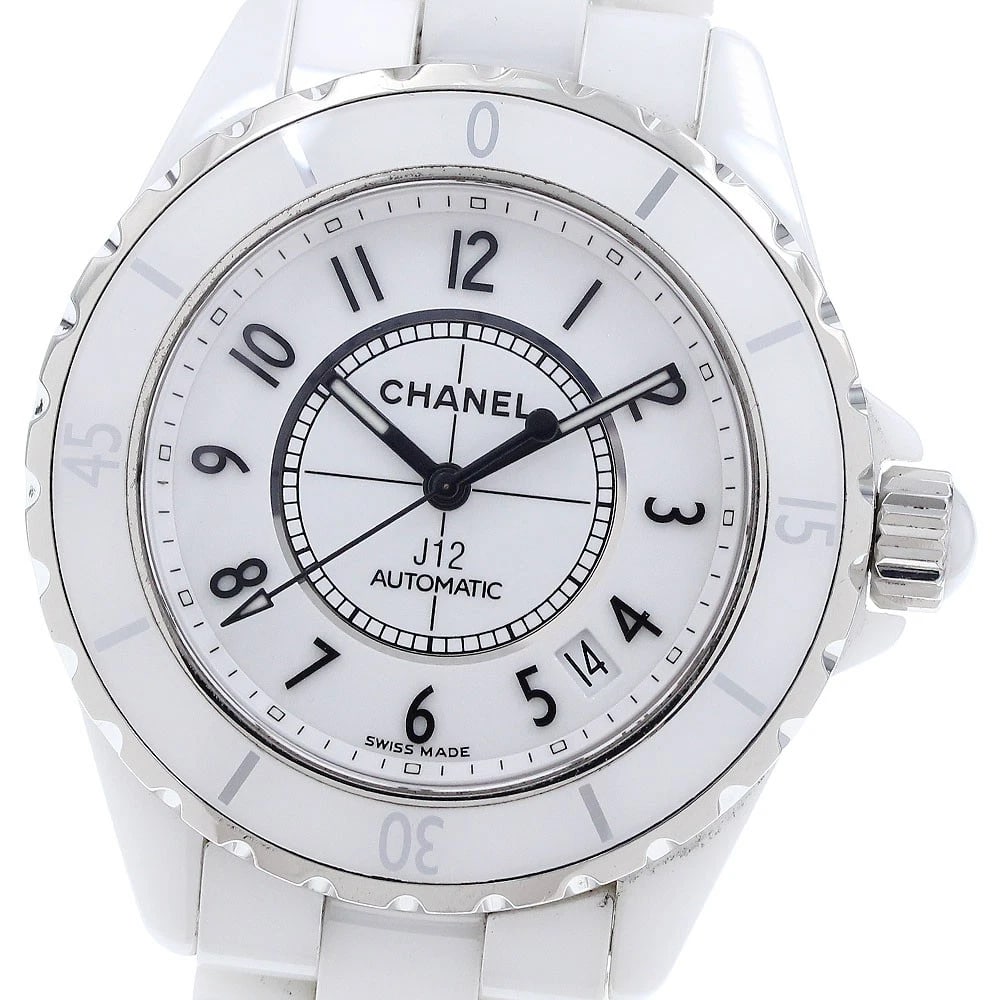 CHANEL J12 WHITE CERAMIC AUTOMATIC WATCH: CHANEL J12 White Ceramic automatic Watch Brand: CHANEL Type: Wristwatch Material: Band Material Ceramic / Stainless Steel, Case Material Ceramic / Stainless Steel Color: Band Color white, Dial Color w