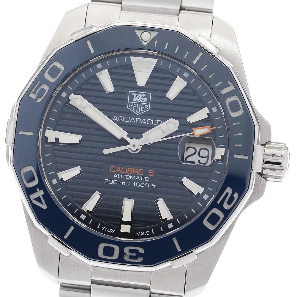 TAG HEUER AQUA RACER CALIBER NAVY AUTOMATIC WATCH: TAG HEUER Aqua Racer Caliber Navy Automatic Watch Brand: TAG HEUER Type: Wristwatch Material: Band Material Stainless Steel, Case Material Stainless Steel Color: Band Color Silver, Dial Color Navy,
