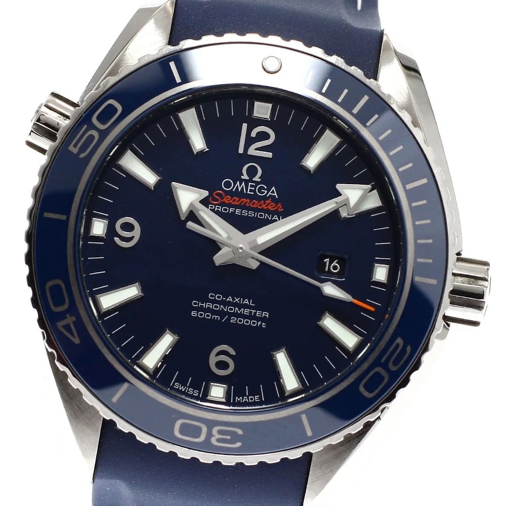OMEGA SEAMASTER PLANET OCEAN DATE AUTOMATIC WATCH: OMEGA Seamaster Planet Ocean Date Automatic Watch Brand: OMEGA Type: Wristwatch Material: Band Material rubber, Case Material titanium Color: Band Color blue, Dial Color blue, Case Color Silver Size: