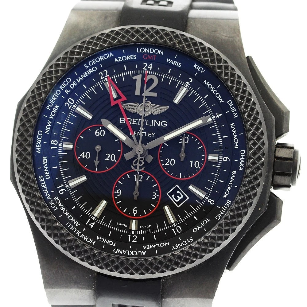 BREITLING BENTLEY DATE CHRONOGRAPH AUTOMATIC WATCH: BREITLING Bentley Date Chronograph Automatic Watch Brand: BREITLING Type: Wristwatch Material: Band Material rubber, Case Material titanium Color: Band Color black, Dial Color black, Case Color black