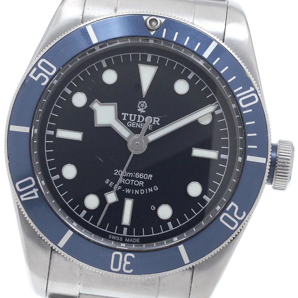 TUDOR HERITAGE BLACK AUTOMATIC WATCH: TUDOR Heritage Black Automatic Watch Brand: TUDOR Type: Wristwatch Material: Band Material Stainless Steel, Case Material Stainless Steel Color: Band Color Silver, Dial Color black, Case Color Silver 