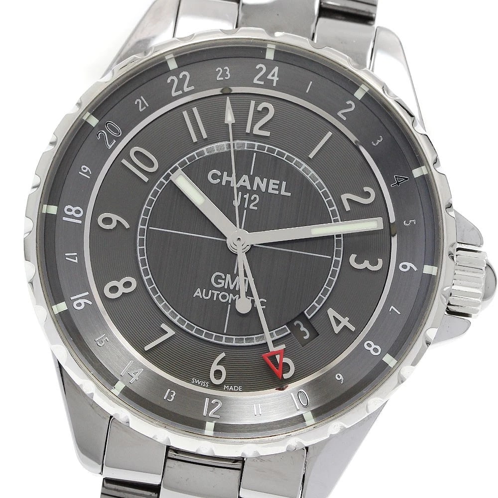 CHANEL J12 CHROMATIC GMT DATE GRAY AUTOMATIC WATCH: CHANEL J12 Chromatic GMT date gray Automatic Watch Brand: CHANEL Type: Wristwatch Material: Band Material Titanium / ceramic, Case Material Titanium / ceramic Color: Band Color gray, Dial Color gray, 
