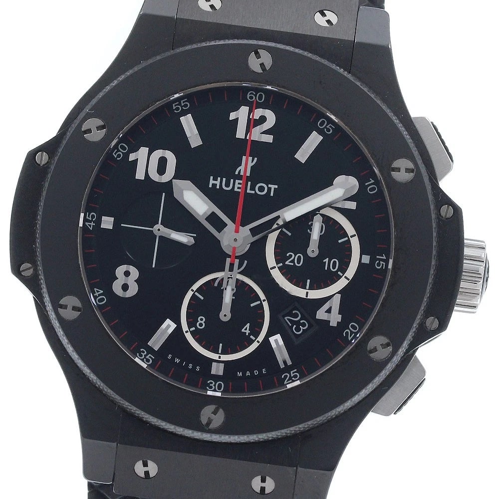 HUBLOT BIG BANG BLACK CHRONOGRAPH AUTOMATIC WATCH: HUBLOT Big Bang Black Chronograph Automatic Watch Brand: HUBLOT Type: Wristwatch Material: Band Material rubber, Case Material ceramic Color: Band Color black, Dial Color black, Case Color black Size: