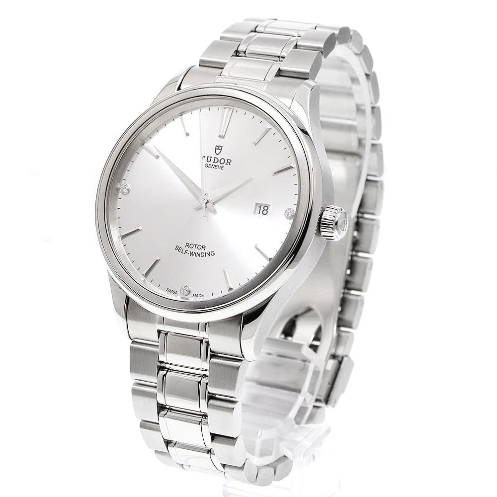 TUDOR STYLE DATE DIAMOND SILVER AUTOMATIC WATCH - 2