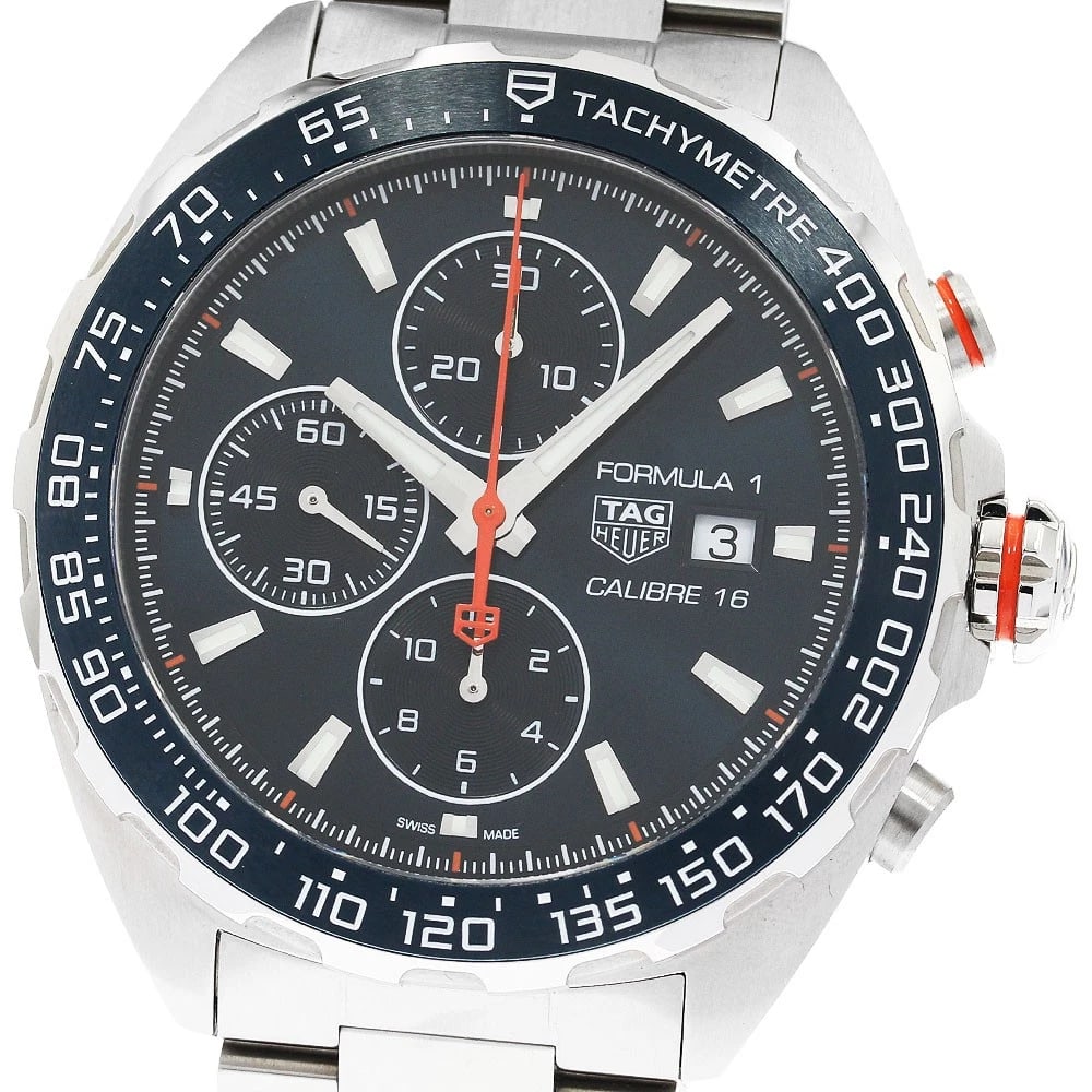 TAG HEUER CALIBER CHRONOGRAPH AUTOMATIC WATCH: TAG HEUER Caliber Chronograph Automatic Watch Brand: TAG HEUER Type: Wristwatch Material: Band Material Stainless Steel, Case Material Stainless Steel Color: Band Color Silver, Dial Color blue, Case