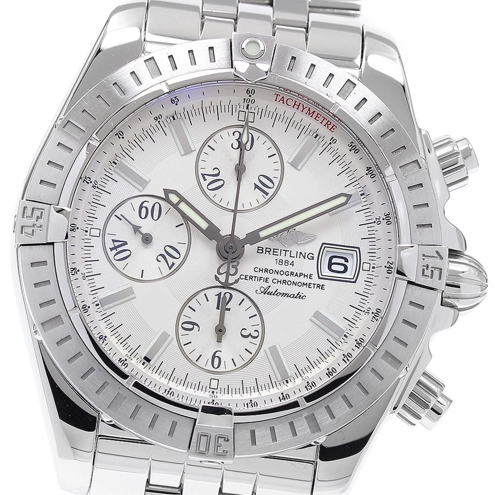 BREITLING CHRONOMAT DATE SILVER AUTOMATIC WATCH: BREITLING Chronomat Date Silver Automatic Watch Brand: BREITLING Type: Wristwatch Material: Band Material Stainless Steel, Case Material Stainless Steel Color: Band Color Silver, Dial Color Silver,