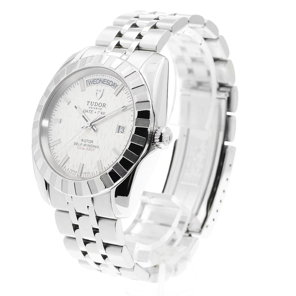 TUDOR CLASSIC DATE SILVER AUTOMATIC WATCH - 2