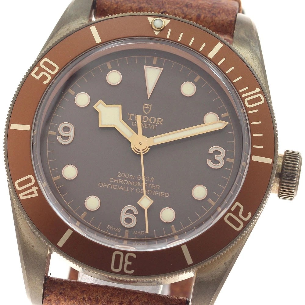 TUDOR HERITAGE BLACK BRONZE BROWN AUTOMATIC WATCH: TUDOR Heritage Black Bronze Brown Automatic Watch Brand: TUDOR Type: Wristwatch Material: Band Material leather, Case Material bronze Color: Band Color Brown, Dial Color Brown, Case Color bronze Size: