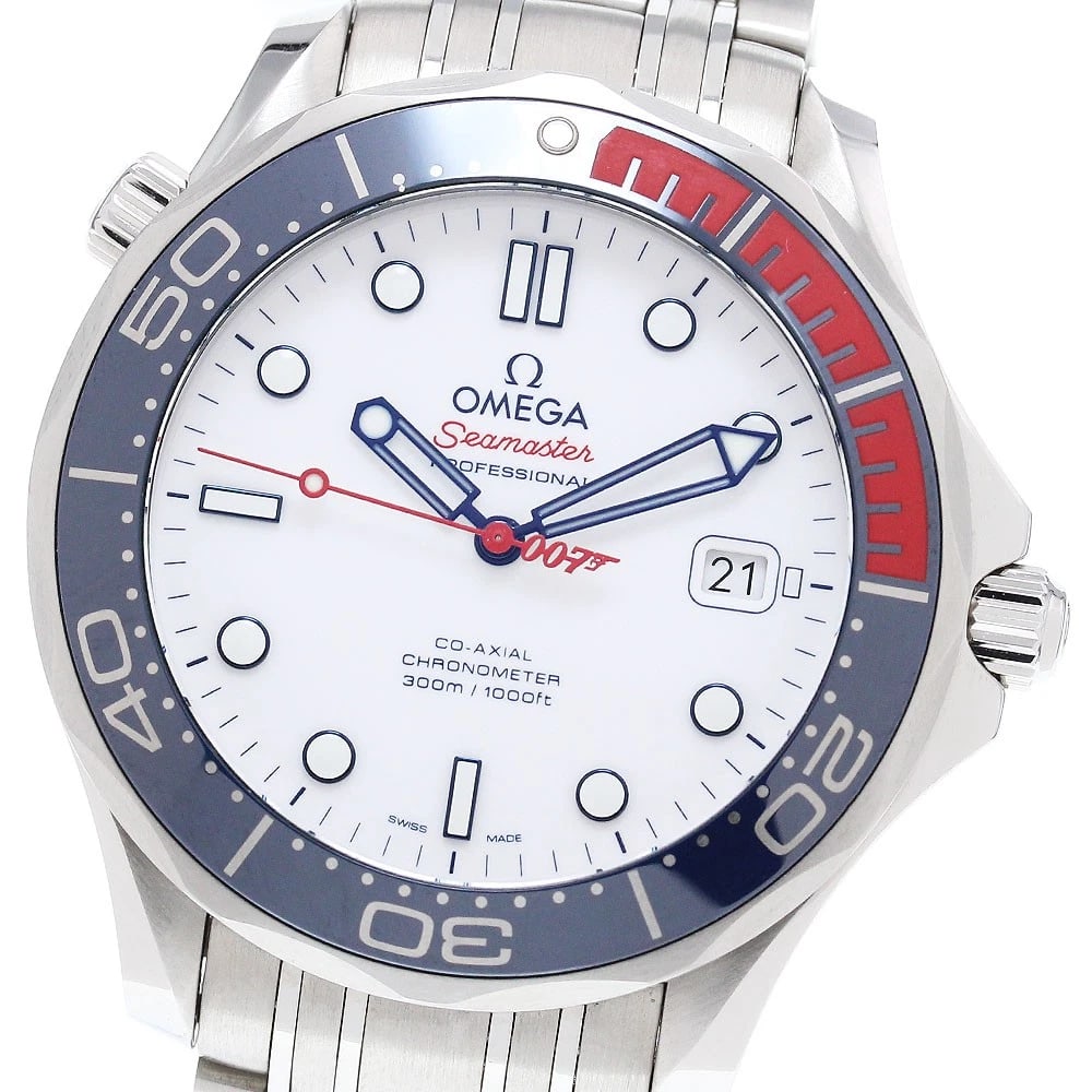 OMEGA SEAMASTER AUTOMATIC WATCH: OMEGA Seamaster Automatic Watch Brand: OMEGA Type: Wristwatch Material: Band Material Stainless Steel, Case Material Stainless Steel Color: Band Color Silver, Dial Color white, Case Color Silver Size:
