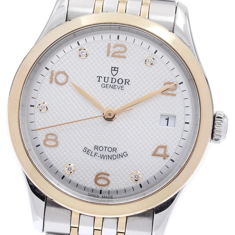 TUDOR DATE SILVER AUTOMATIC WATCH: TUDOR Date Silver Automatic Watch Brand: TUDOR Type: Wristwatch Material: Band Material Stainless Steel/PG, Case Material Stainless Steel/PG Color: Band Color Silver / Gold, Dial Color Silver, Case Co