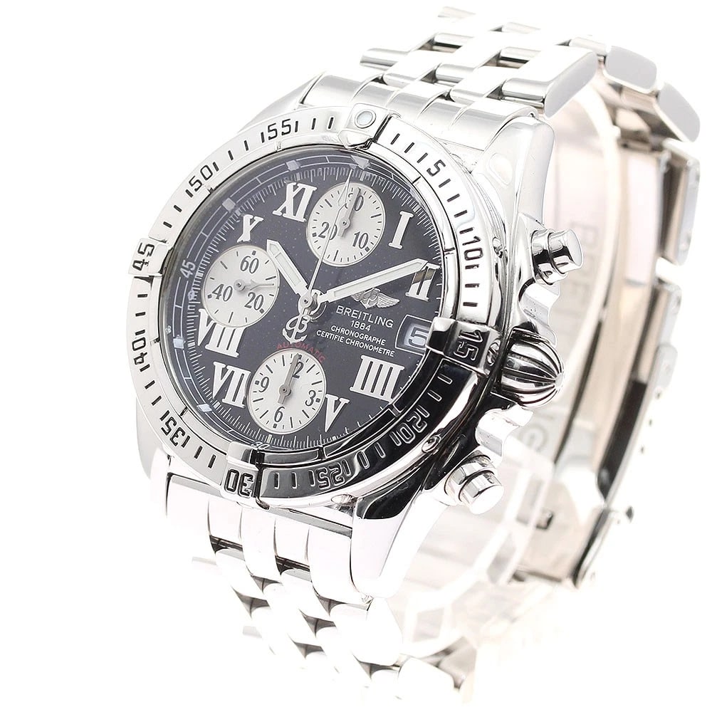 BREITLING CHRONO DATE BLACK SILVER AUTOMATIC WATCH - 2