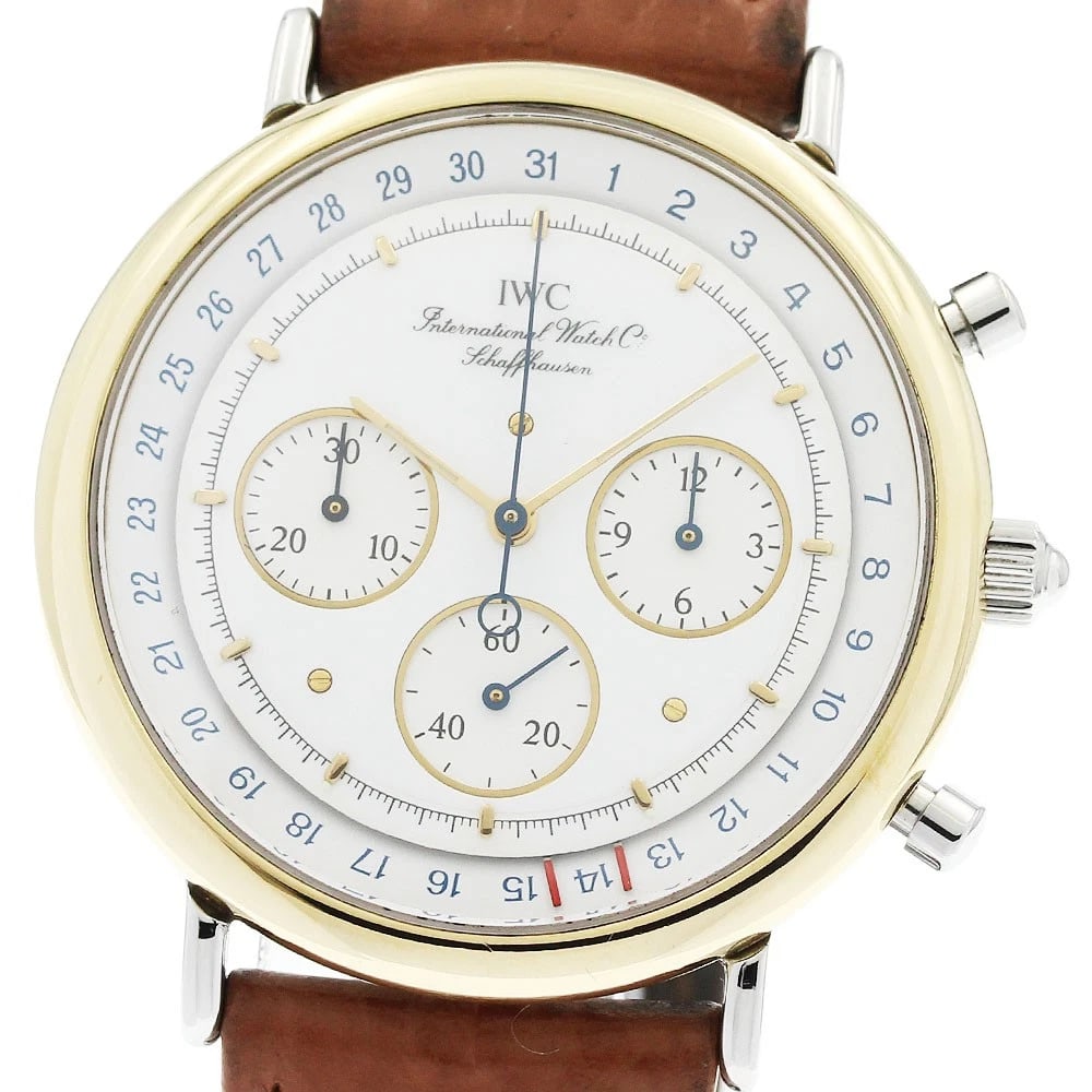 IWC SCHAFFHAUSEN PORTOFINO WHITE QUARTZ WATCH: IWC SCHAFFHAUSEN Portofino white Quartz Watch Brand: IWC SCHAFFHAUSEN Type: Wristwatch Material: Band Material leather, Case Material Stainless Steel/YG Color: Band Color Brown, Dial Color white, Case