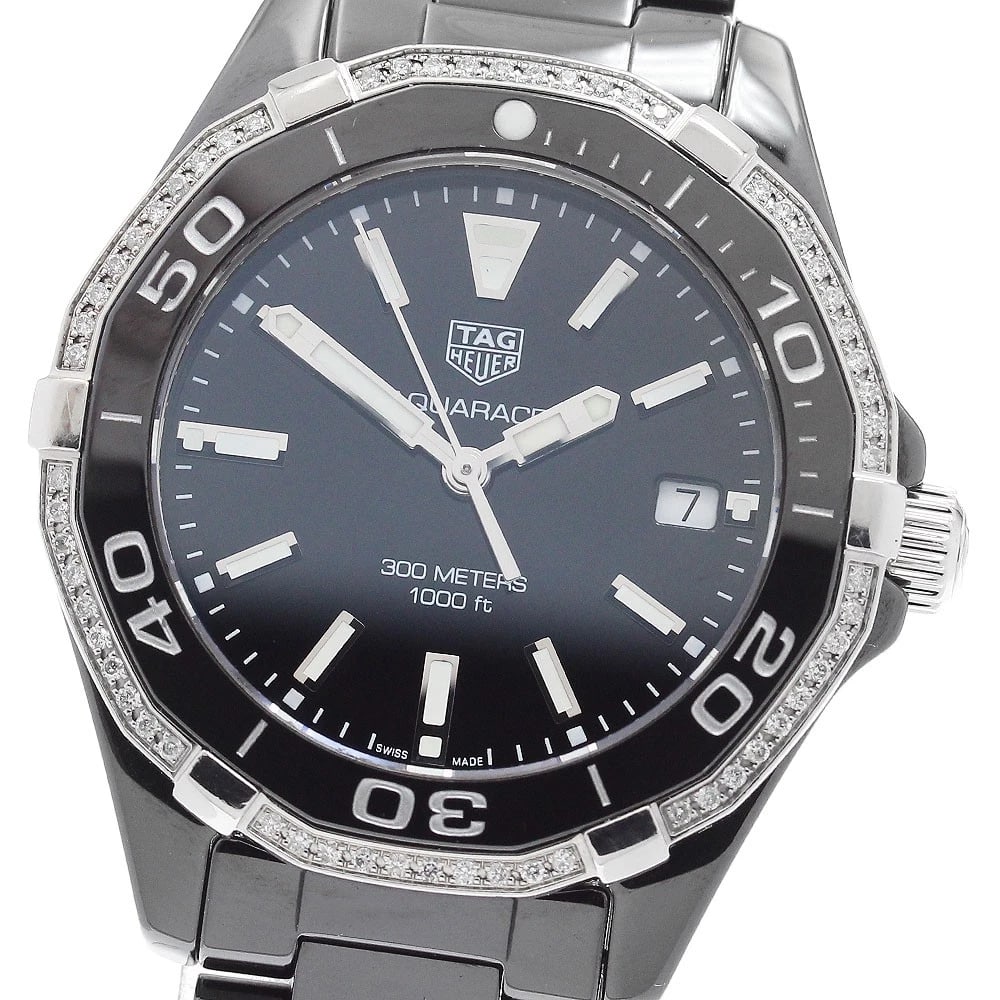 TAG HEUER AQUA RACER DIAMOND BEZEL BLACK QUARTZ WATCH: TAG HEUER Aqua racer diamond bezel black Quartz Watch Brand: TAG HEUER Type: Wristwatch Material: Band Material Stainless Steel / ceramic, Case Material Stainless Steel / ceramic Color: Band Color bla
