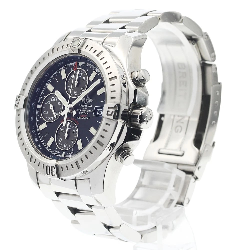 BREITLING CHRONOGRAPH BLACK GREY AUTOMATIC WATCH - 2