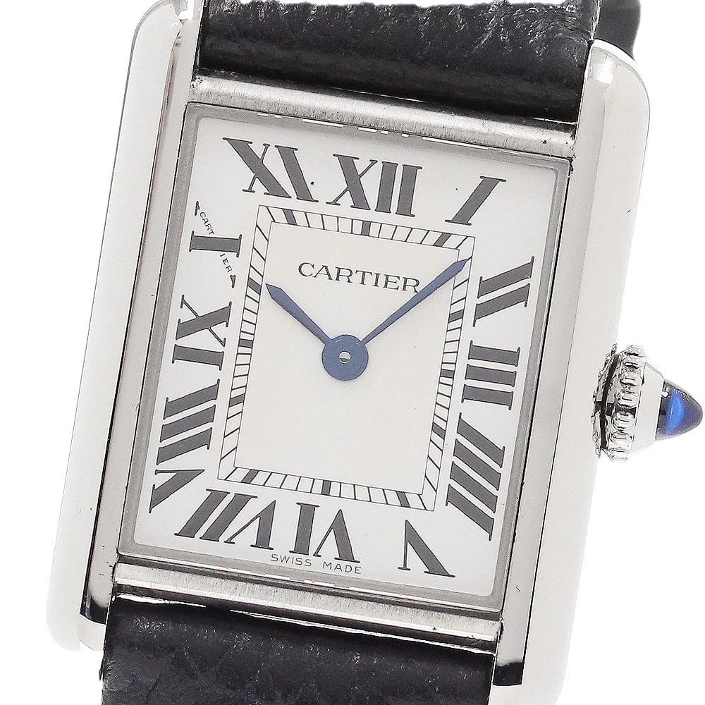 CARTIER TANK MAST SILVER SOLAR POWERED WATCH: CARTIER tank mast Silver Solar Powered Watch Brand: CARTIER Type: Wristwatch Material: Band Material leather, Case Material Stainless Steel Color: Band Color black, Dial Color Silver, Case Color