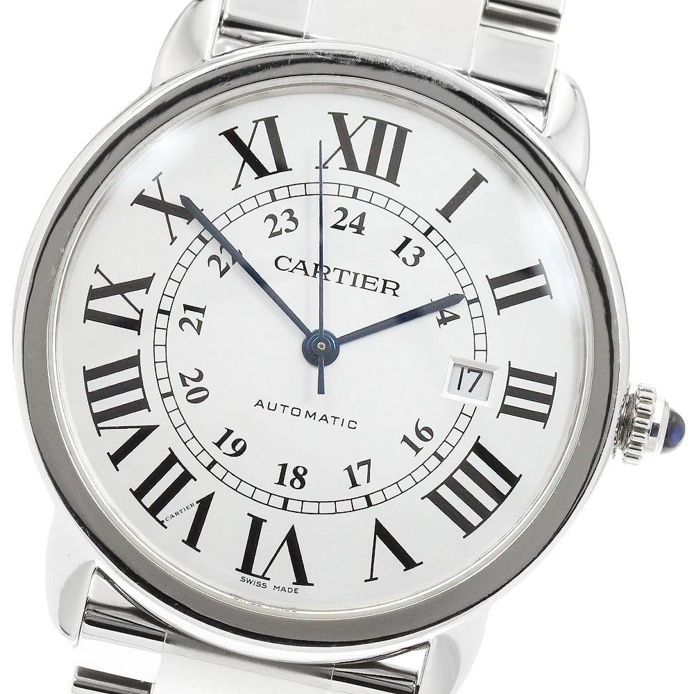 CARTIER RONDE SOLO DATE AUTOMATIC WATCH: CARTIER Ronde Solo Date Automatic Watch Brand: CARTIER Type: Wristwatch Material: Band Material Stainless Steel, Case Material Stainless Steel Color: Band Color Silver, Dial Color Silver, Case Color