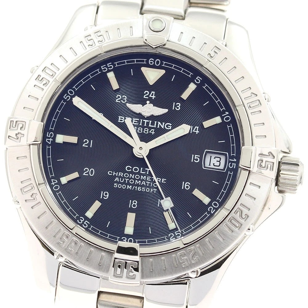 BREITLING COLT OCEAN DATE BLACK AUTOMATIC WATCH: BREITLING Colt Ocean Date black Automatic Watch Brand: BREITLING Type: Wristwatch Material: Band Material Stainless Steel, Case Material Stainless Steel Color: Band Color Silver, Dial Color black, Cas