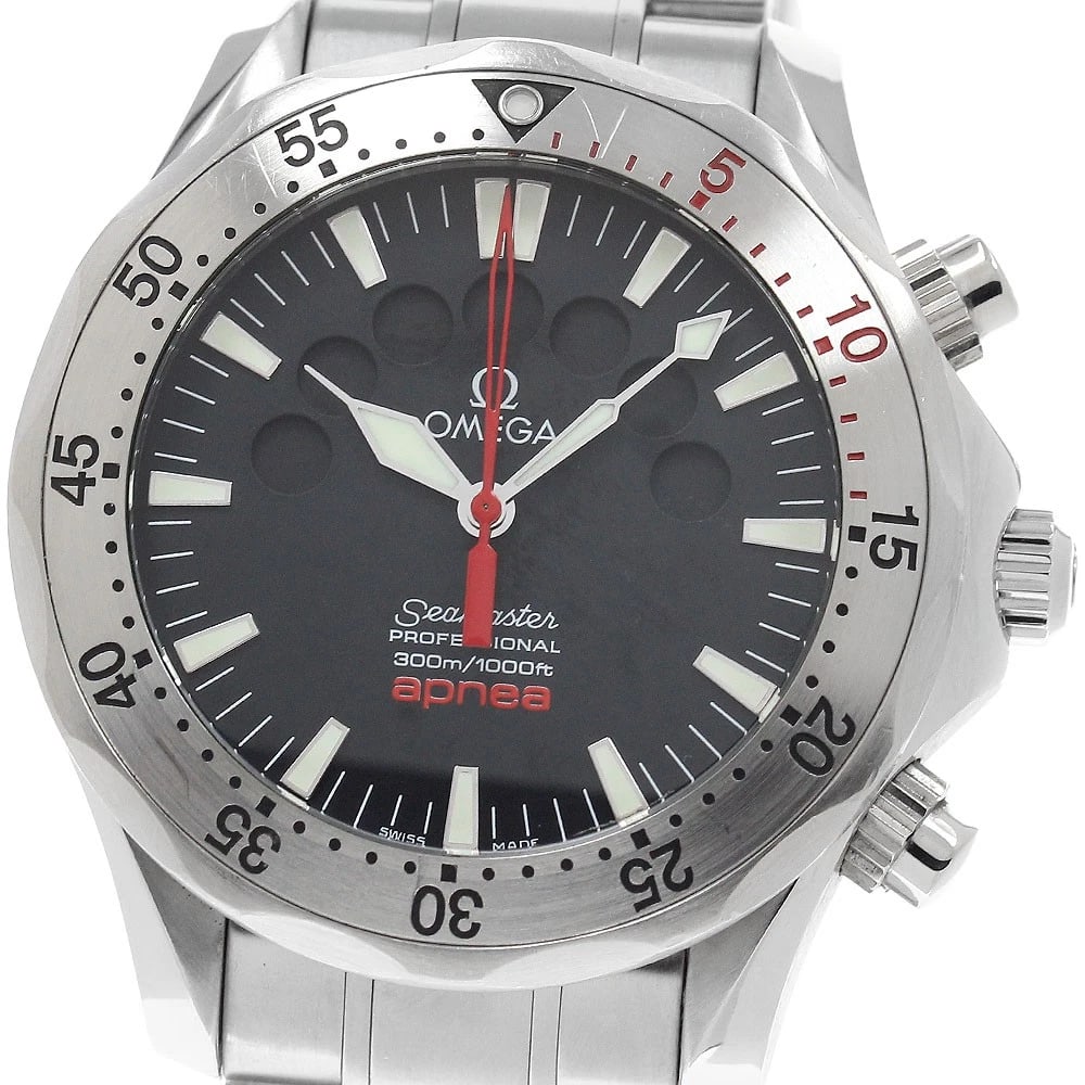 OMEGA SEAMASTER BLACK AUTOMATIC WATCH: OMEGA Seamaster Black Automatic Watch Brand: OMEGA Type: Wristwatch Material: Band Material Stainless Steel, Case Material Stainless Steel Color: Band Color Silver, Dial Color black, Case Color