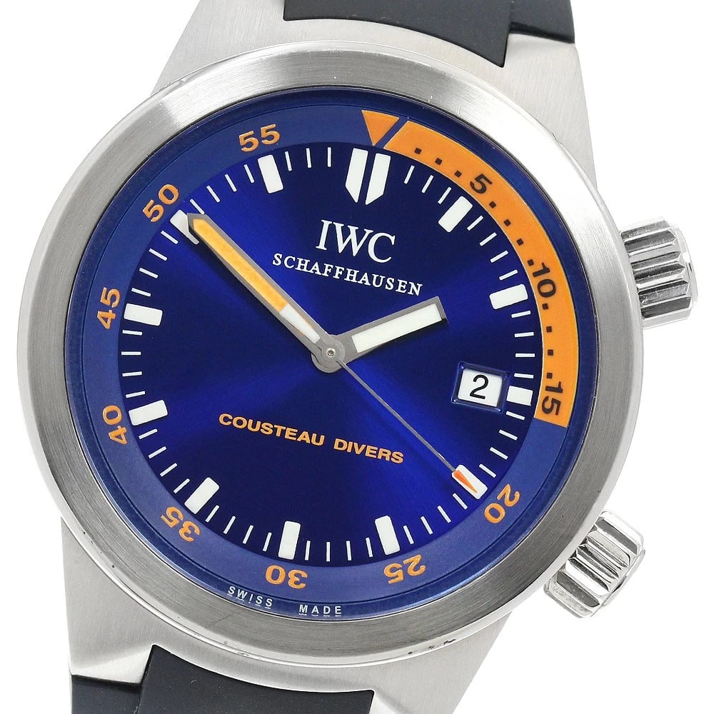 IWC SCHAFFHAUSEN AQUATIMER AUTOMATIC WATCH: IWC SCHAFFHAUSEN Aquatimer Automatic Watch Brand: IWC SCHAFFHAUSEN Type: Wristwatch Material: Band Material rubber, Case Material Stainless Steel Color: Band Color Navy, Dial Color blue, Case Color