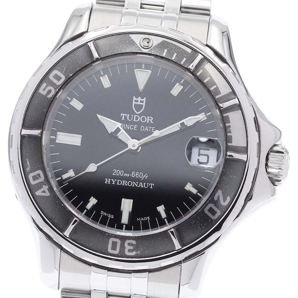 TUDOR DATE BLACK AUTOMATIC WATCH: TUDOR Date black Automatic Watch Brand: TUDOR Type: Wristwatch Material: Band Material Stainless Steel, Case Material Stainless Steel Color: Band Color Silver, Dial Color black, Case Color Silver