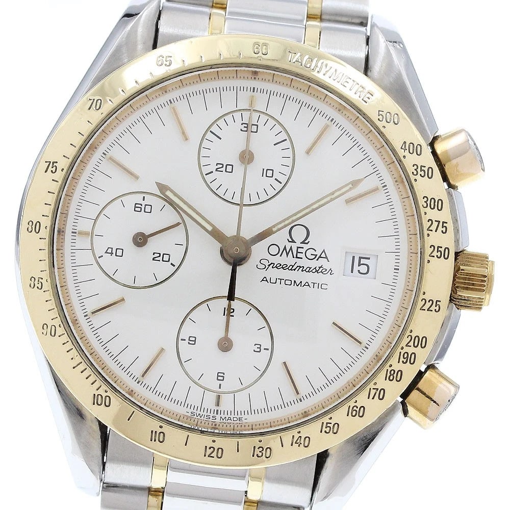 OMEGA SPEEDMASTER DATE CHRONOGRAPH WHITE AUTOMATIC WATCH: OMEGA Speedmaster Date Chronograph white Automatic Watch Brand: OMEGA Type: Wristwatch Material: Band Material Stainless Steel/YG, Case Material Stainless Steel/YG Color: Band Color Silver / Gold,