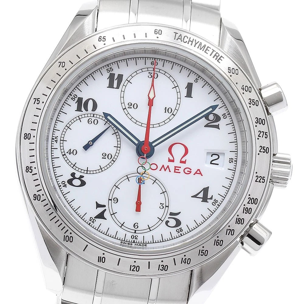 OMEGA SPEEDMASTER OLYMPIC COLLECTION AUTOMATIC WATCH: OMEGA Speedmaster Olympic Collection Automatic Watch Brand: OMEGA Type: Wristwatch Material: Band Material Stainless Steel, Case Material Stainless Steel Color: Band Color Silver, Dial Color white,