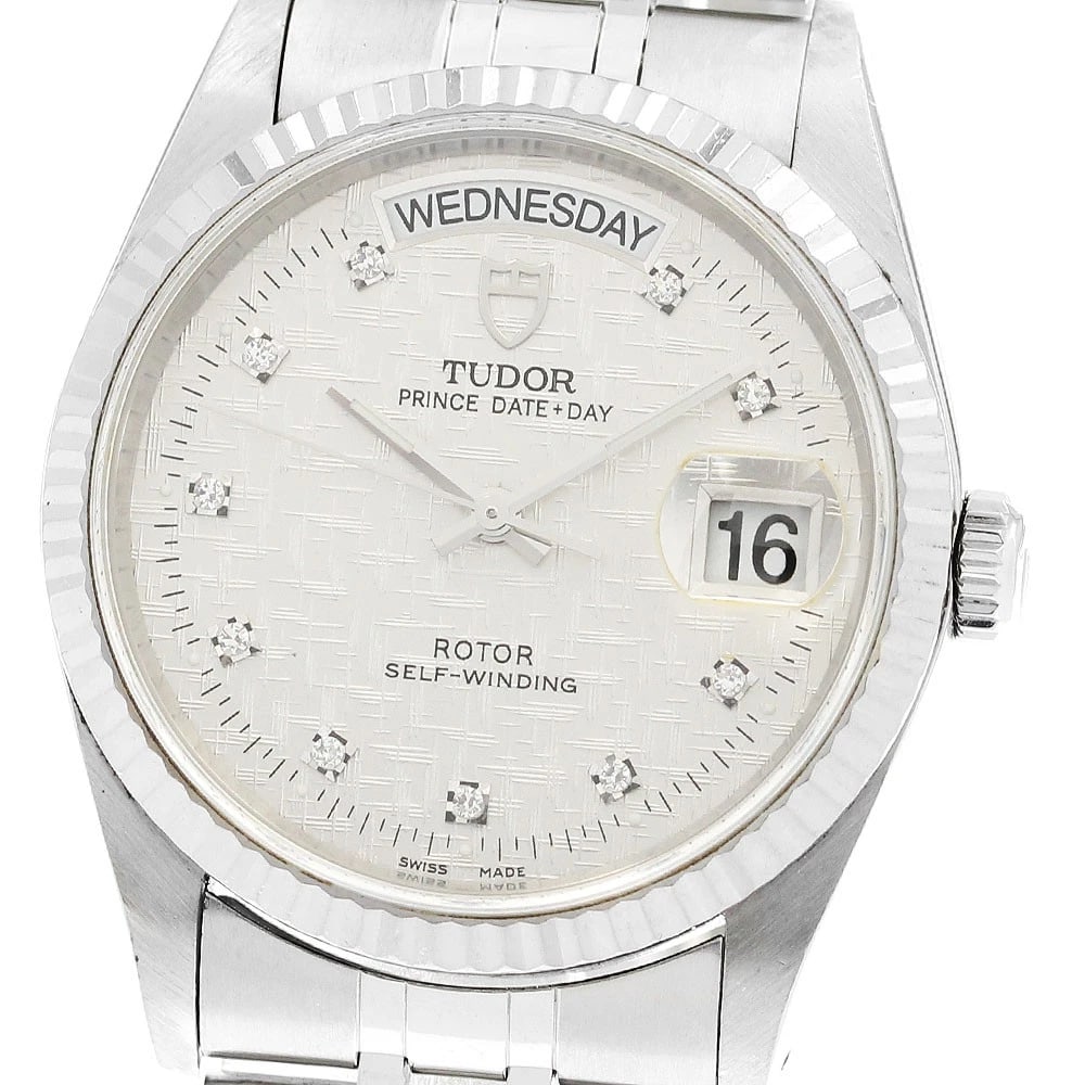 TUDOR PRINCE DATE DIAMOND BEZEL AUTOMATIC WATCH: TUDOR Prince Date Diamond Bezel Automatic Watch Brand: TUDOR Type: Wristwatch Material: Band Material Stainless Steel, Case Material Stainless Steel/WG Color: Band Color Silver, Dial Color Silver, Cas