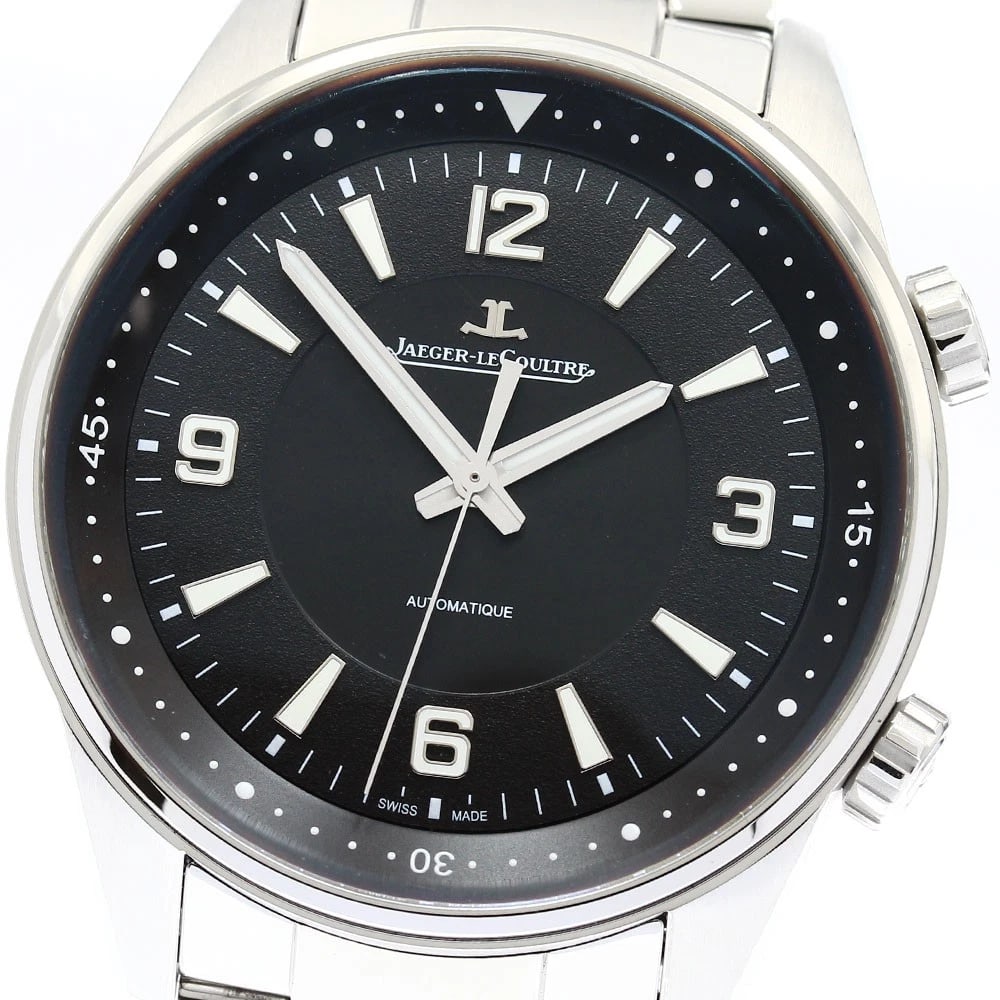 JAEGER-LECOULTRE BLACK AUTOMATIC WATCH: JAEGER-LECOULTRE black Automatic Watch Brand: JAEGER-LECOULTRE Type: Wristwatch Material: Band Material Stainless Steel, Case Material Stainless Steel Color: Band Color Silver, Dial Color black, Case