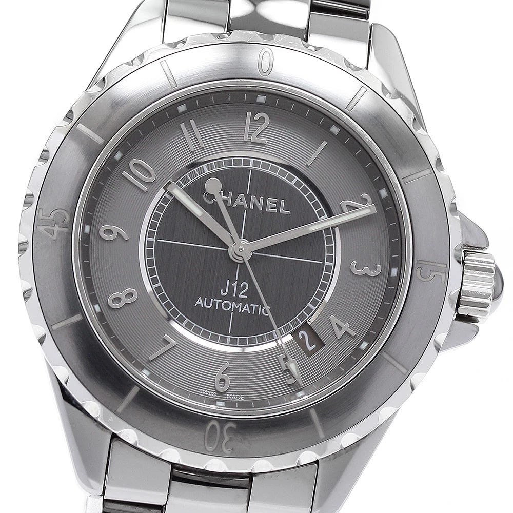 CHANEL J12 CHROMATIC DATE GRAY AUTOMATIC WATCH: CHANEL J12 Chromatic Date gray Automatic Watch Brand: CHANEL Type: Wristwatch Material: Band Material Titanium / ceramic, Case Material Titanium / ceramic Color: Band Color Silver, Dial Color gray,