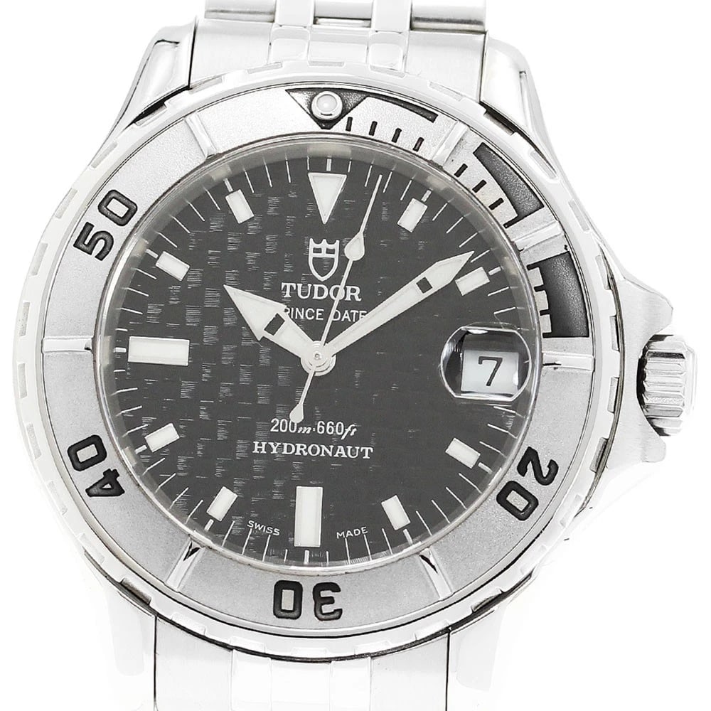 TUDOR DATE BLACK AUTOMATIC WATCH: TUDOR Date black Automatic Watch Brand: TUDOR Type: Wristwatch Material: Band Material Stainless Steel, Case Material Stainless Steel Color: Band Color Silver, Dial Color black, Case Color Silver