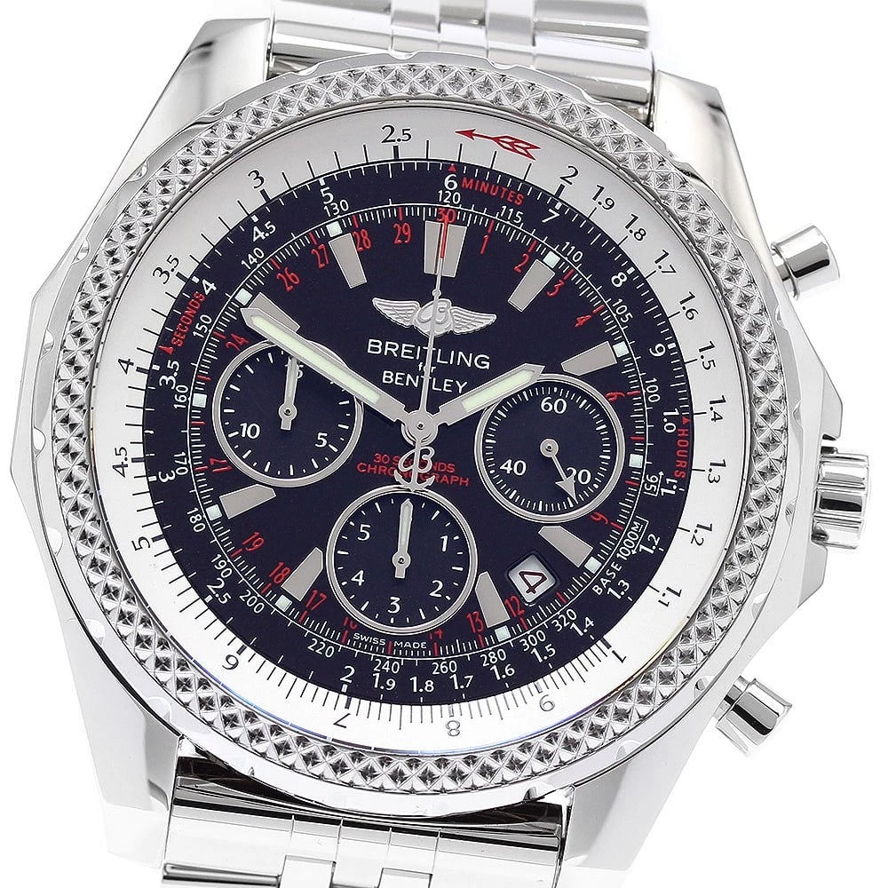 BREITLING BENTLEY CHRONOGRAPH BLACK AUTOMATIC WATCH: BREITLING Bentley Chronograph black Automatic Watch Brand: BREITLING Type: Wristwatch Material: Band Material Stainless Steel, Case Material Stainless Steel Color: Band Color Silver, Dial Color