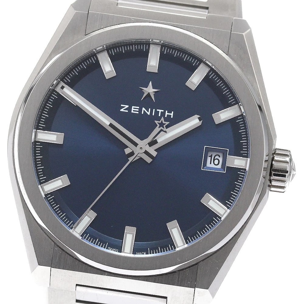 ZENITH DEFY CLASSIC NAVY AUTOMATIC WATCH: ZENITH Defy Classic Navy Automatic Watch Brand: ZENITH Type: Wristwatch Material: Band Material titanium, Case Material titanium Color: Band Color Silver, Dial Color Navy, Case Color Silver Size: