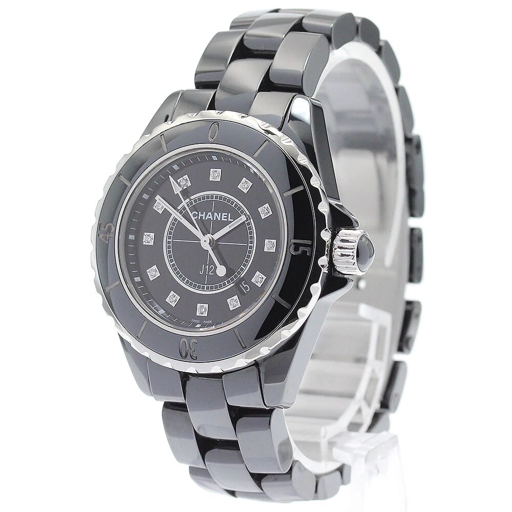 CHANEL J12 BLACK CERAMIC DIAMOND QUARTZ WATCH - 2
