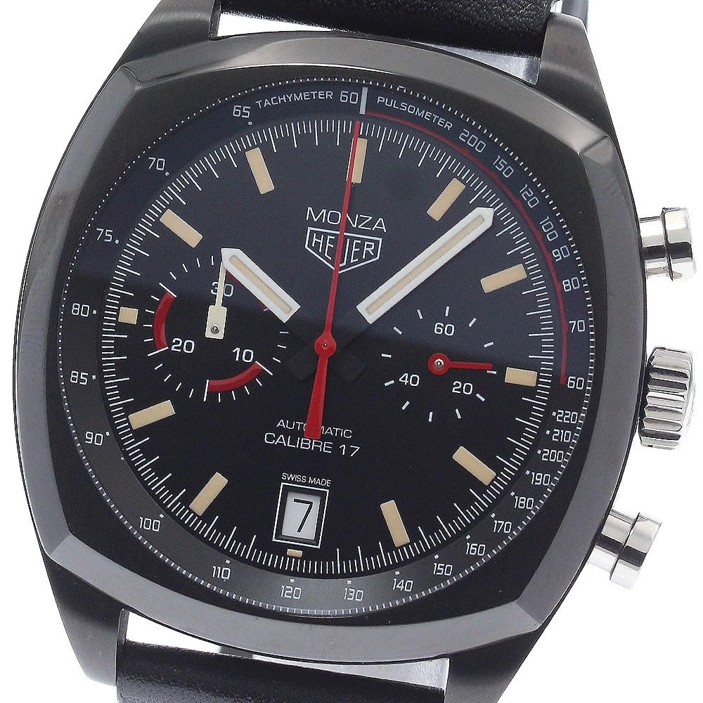 TAG HEUER AUTOMATIC WATCH: TAG HEUER Automatic Watch Brand: TAG HEUER Type: Wristwatch Material: Band Material leather, Case Material titanium Color: Band Color black, Dial Color black, Case Color black Size: Case Size