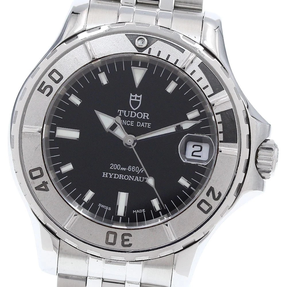 TUDOR HYDRO DATE BLACK AUTOMATIC WATCH: TUDOR Hydro Date black Automatic Watch Brand: TUDOR Type: Wristwatch Material: Band Material Stainless Steel, Case Material Stainless Steel Color: Band Color Silver, Dial Color black, Case Color