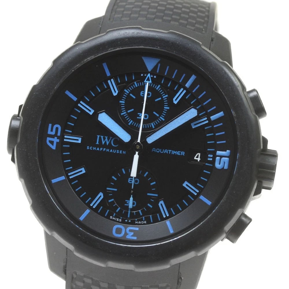 IWC AQUATIMER AUTOMATIC WATCH: IWC Aquatimer Automatic Watch Brand: IWC SCHAFFHAUSEN Type: Wristwatch Material: Band Material rubber, Case Material Stainless Steel / Rubber Color: Band Color black, Dial Color black, Case Color blac