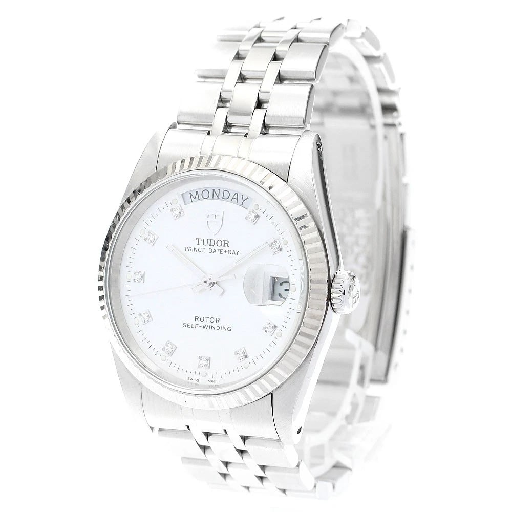 TUDOR PRINCE DATE DIAMOND SILVER AUTOMATIC WATCH - 2