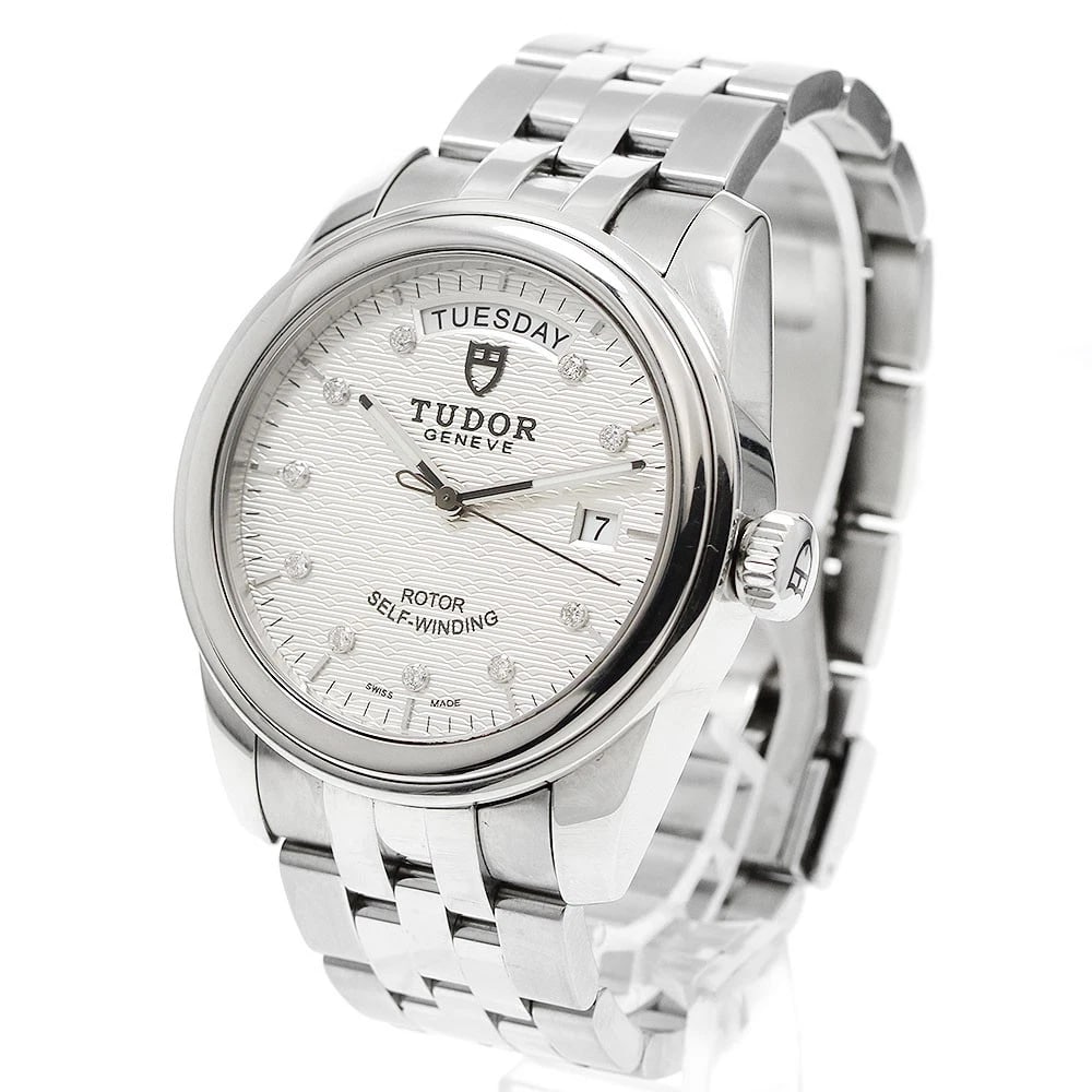 TUDOR DATE DIAMOND SILVER AUTOMATIC WATCH - 2